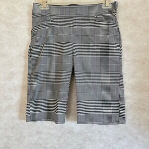89th + Madison Womens Black White Glen Plaid Pull On Bermuda Shorts Size S